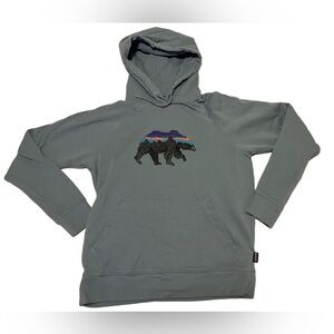 Patagonia youth size small 100% cotton hoodie featuring bear graphic